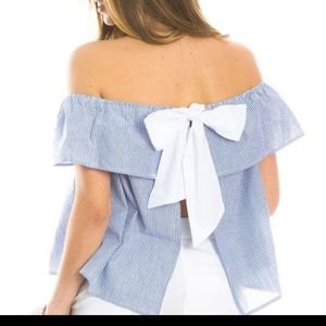 Lauren James Kippy off Shoulder Seersucker Top